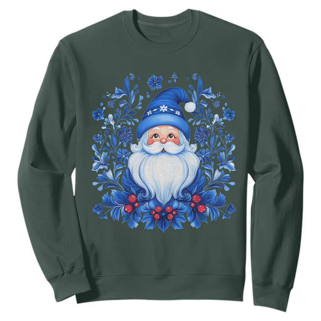 Norwegian Christmas Scandinavian Yule Santa Folk Art Winter Solstice Sweatshirt TS11 Dark Forest Green Print Your Wear