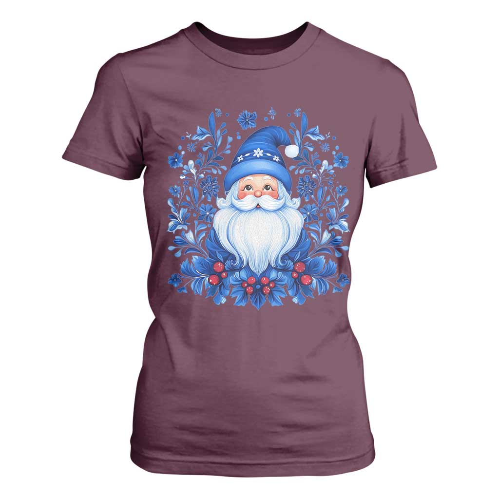 Norwegian Christmas Scandinavian Yule Santa Folk Art Winter Solstice T Shirt For Women TS11 Maroon Print Your Wear