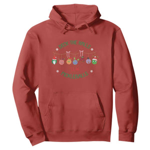 Funny Christmas Pickleball Hoodie Deck The Halls With Pickleballs Santa Hat TS11 Red Print Your Wear