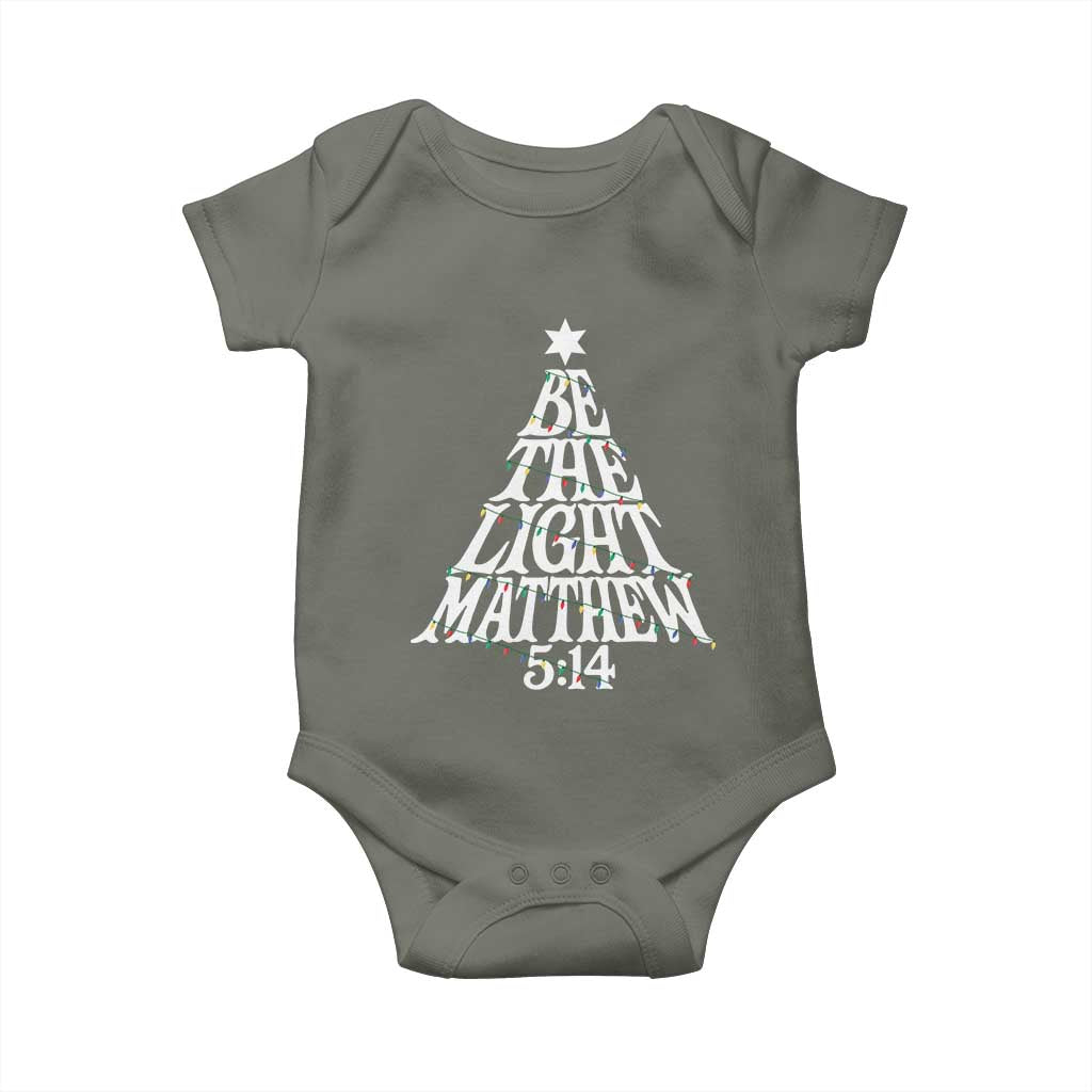 Christmas Be The Light Baby Onesie Christian Xmas Bible Verse TS11 Military Green Print Your Wear