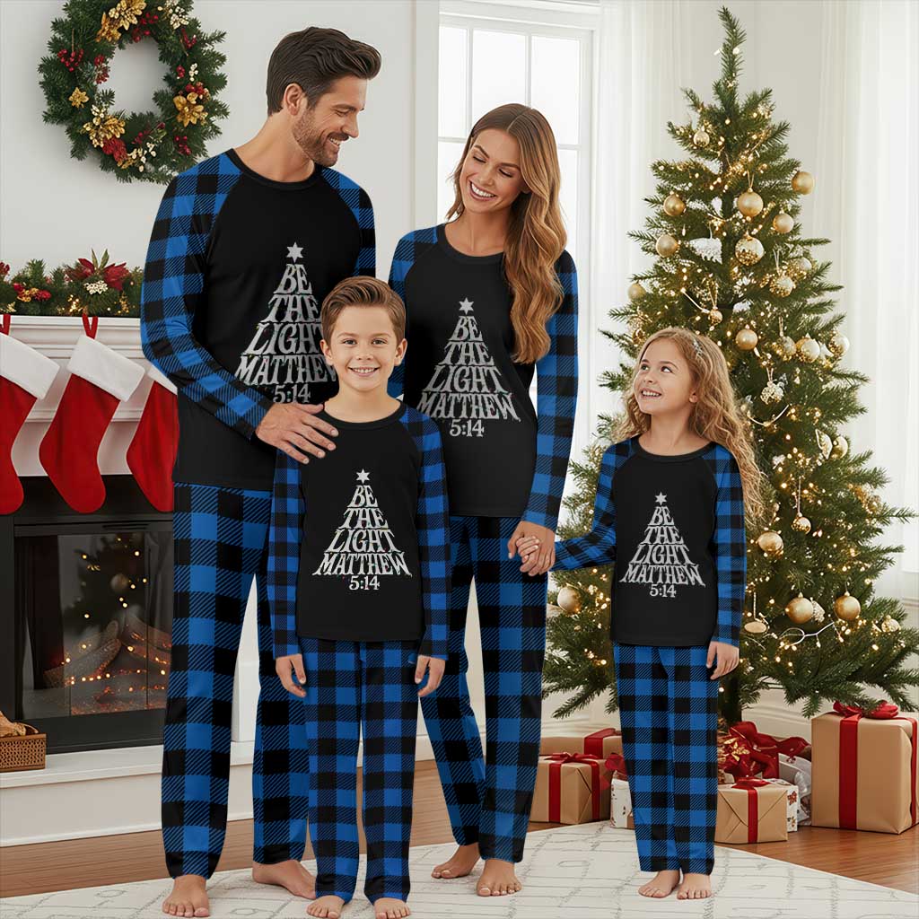 Christmas Be The Light Plaid Pajama Set Christian Xmas Bible Verse TS11 Blue Plaid Print Your Wear