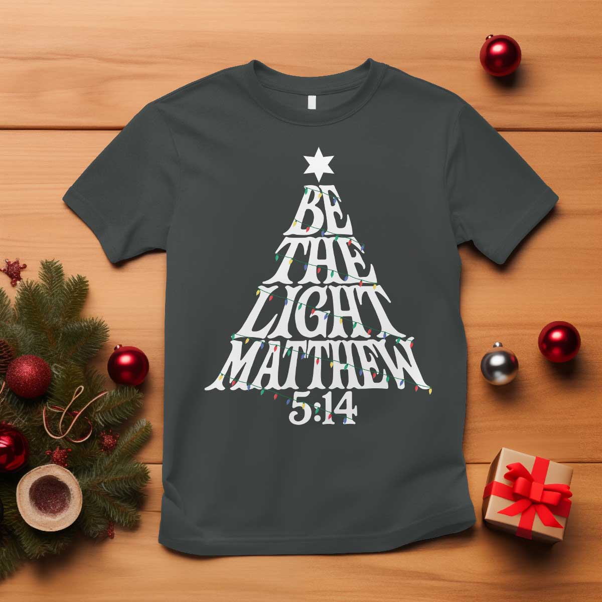 Christmas Be The Light T Shirt Christian Xmas Bible Verse - Print Your Wear