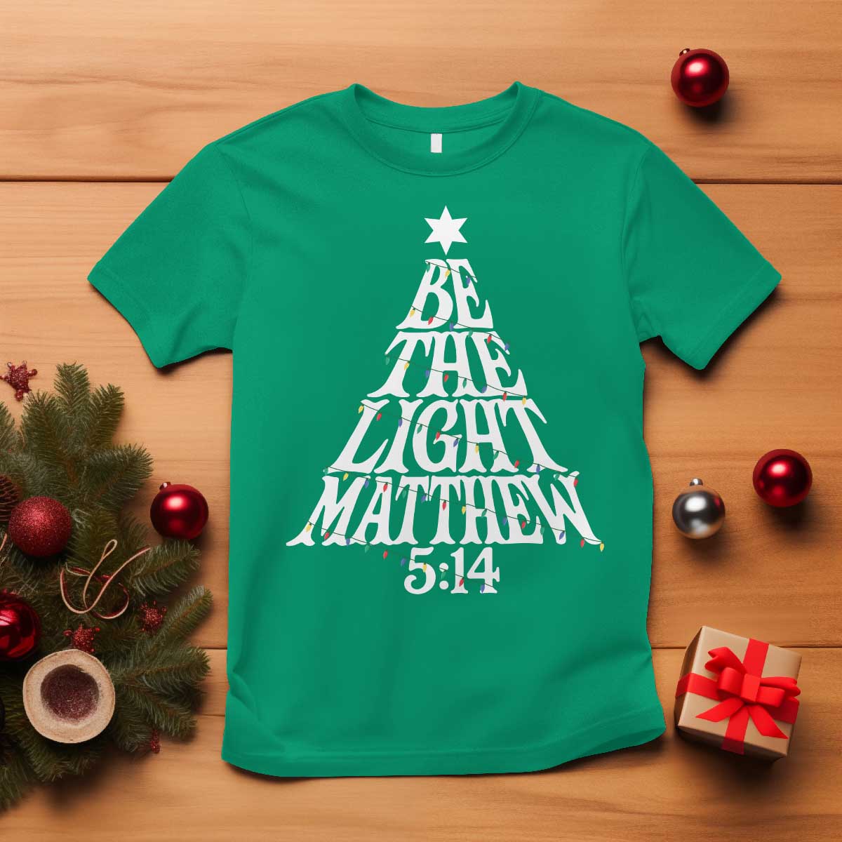 Christmas Be The Light T Shirt Christian Xmas Bible Verse TS11 Irish Green Print Your Wear