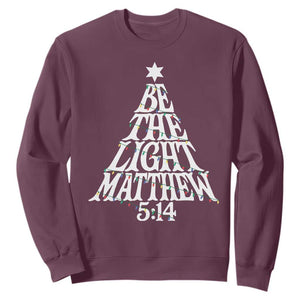 Christmas Be The Light Sweatshirt Christian Xmas Bible Verse TS11 Maroon Print Your Wear