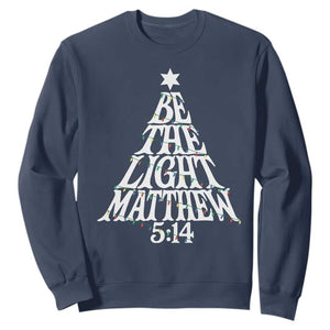 Christmas Be The Light Sweatshirt Christian Xmas Bible Verse TS11 Navy Print Your Wear