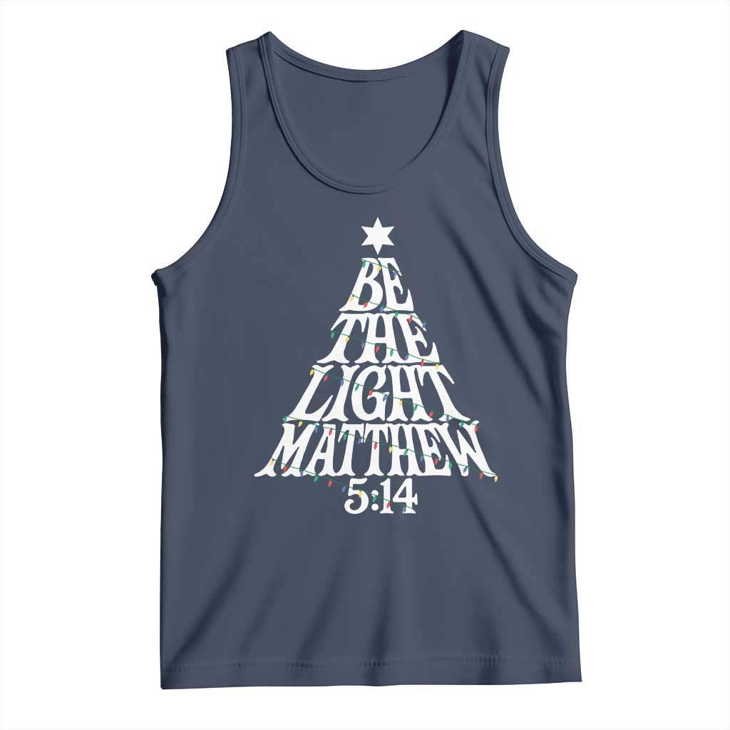 Christmas Be The Light Tank Top Christian Xmas Bible Verse TS11 Navy Print Your Wear