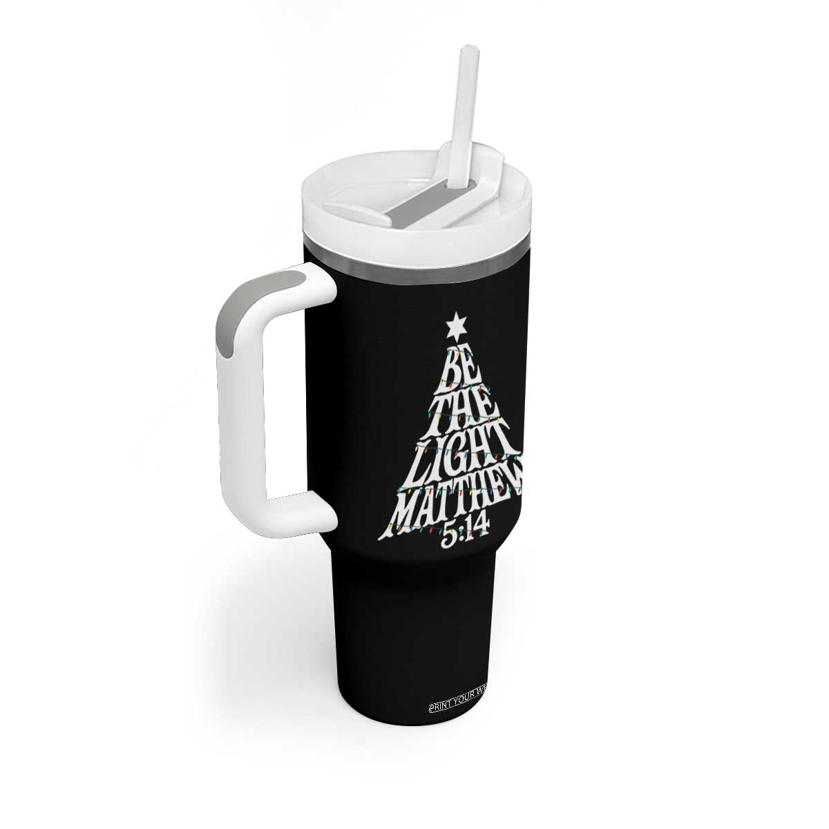 Christmas Be The Light Tumbler With Handle Christian Xmas Bible Verse TS11 Print Your Wear