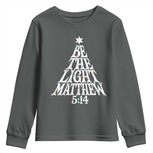 Christmas Be The Light Youth Sweatshirt Christian Xmas Bible Verse TS11 Dark Heather Print Your Wear