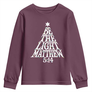 Christmas Be The Light Youth Sweatshirt Christian Xmas Bible Verse TS11 Maroon Print Your Wear