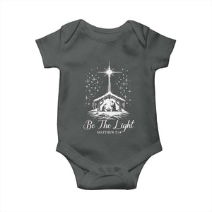 Be The Light Christian Christmas Baby Onesie Nativity Scene Bible Verse TS11 Dark Heather Print Your Wear