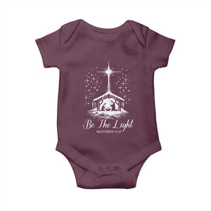Be The Light Christian Christmas Baby Onesie Nativity Scene Bible Verse TS11 Maroon Print Your Wear