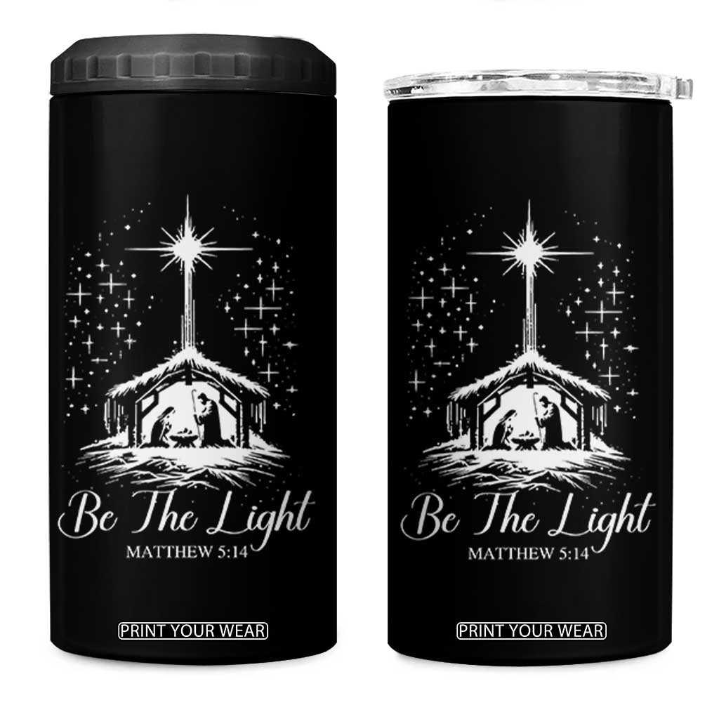 Be The Light Christian Christmas 4 in 1 Can Cooler Tumbler Nativity Scene Bible Verse TS11 One Size: 16 oz Black Print Your Wear