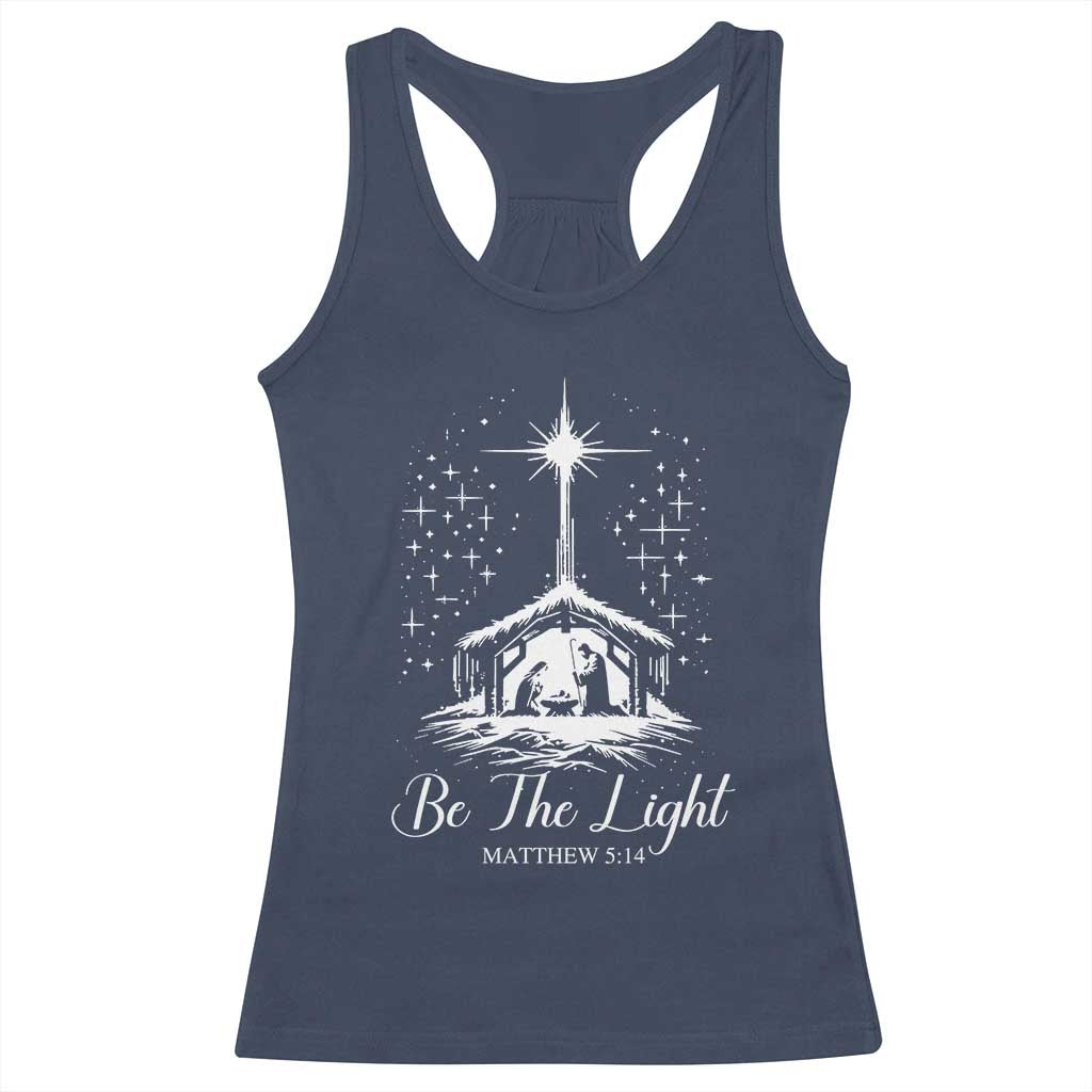 Be The Light Christian Christmas Racerback Tank Top Nativity Scene Bible Verse TS11 Navy Print Your Wear