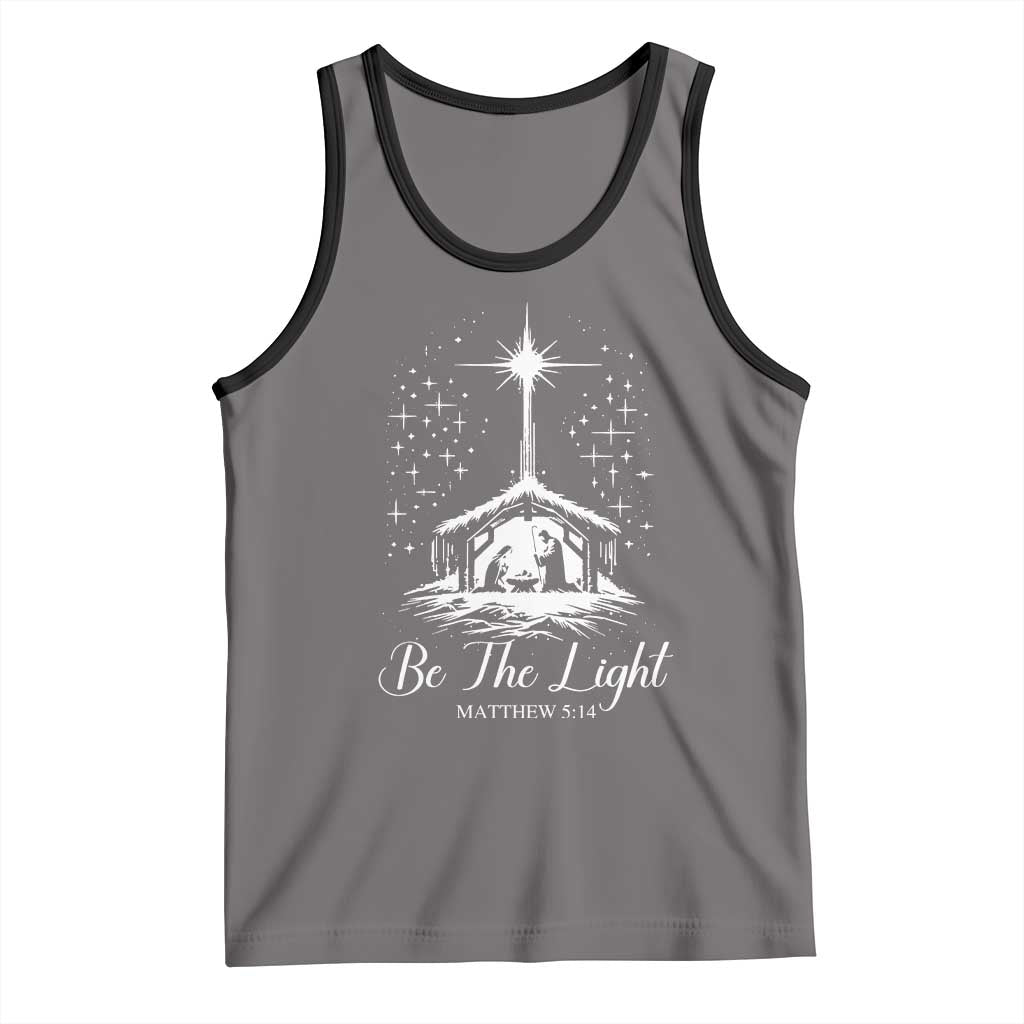 Be The Light Christian Christmas Tank Top Nativity Scene Bible Verse TS11 Deep Heather Black Print Your Wear