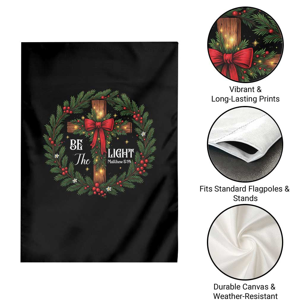 Christmas Be The Light Garden Flag Christian Xmas Holiday Wreath Cross TS11 Print Your Wear