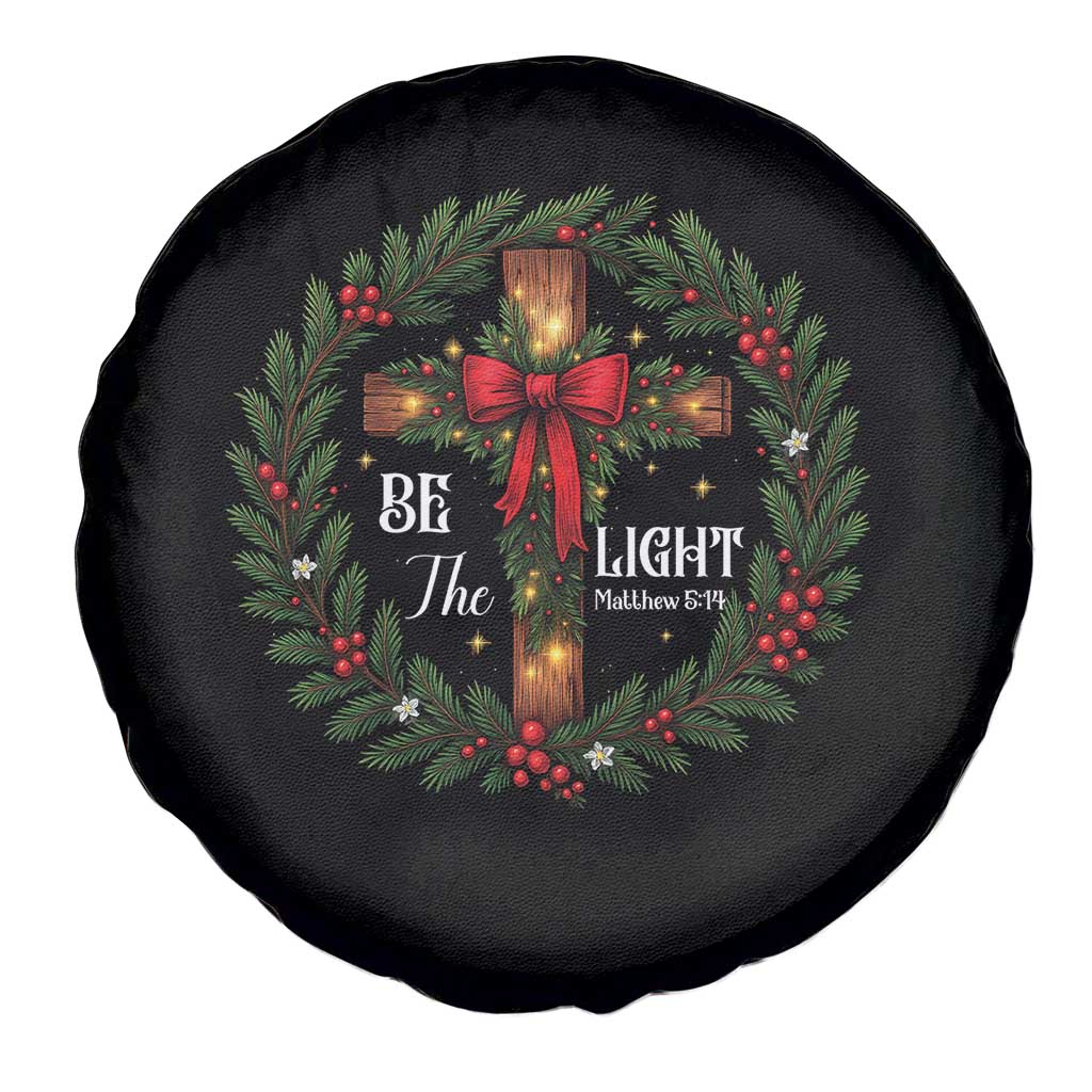 Christmas Be The Light Spare Tire Cover Christian Xmas Holiday Wreath Cross TS11 Print Your Wear