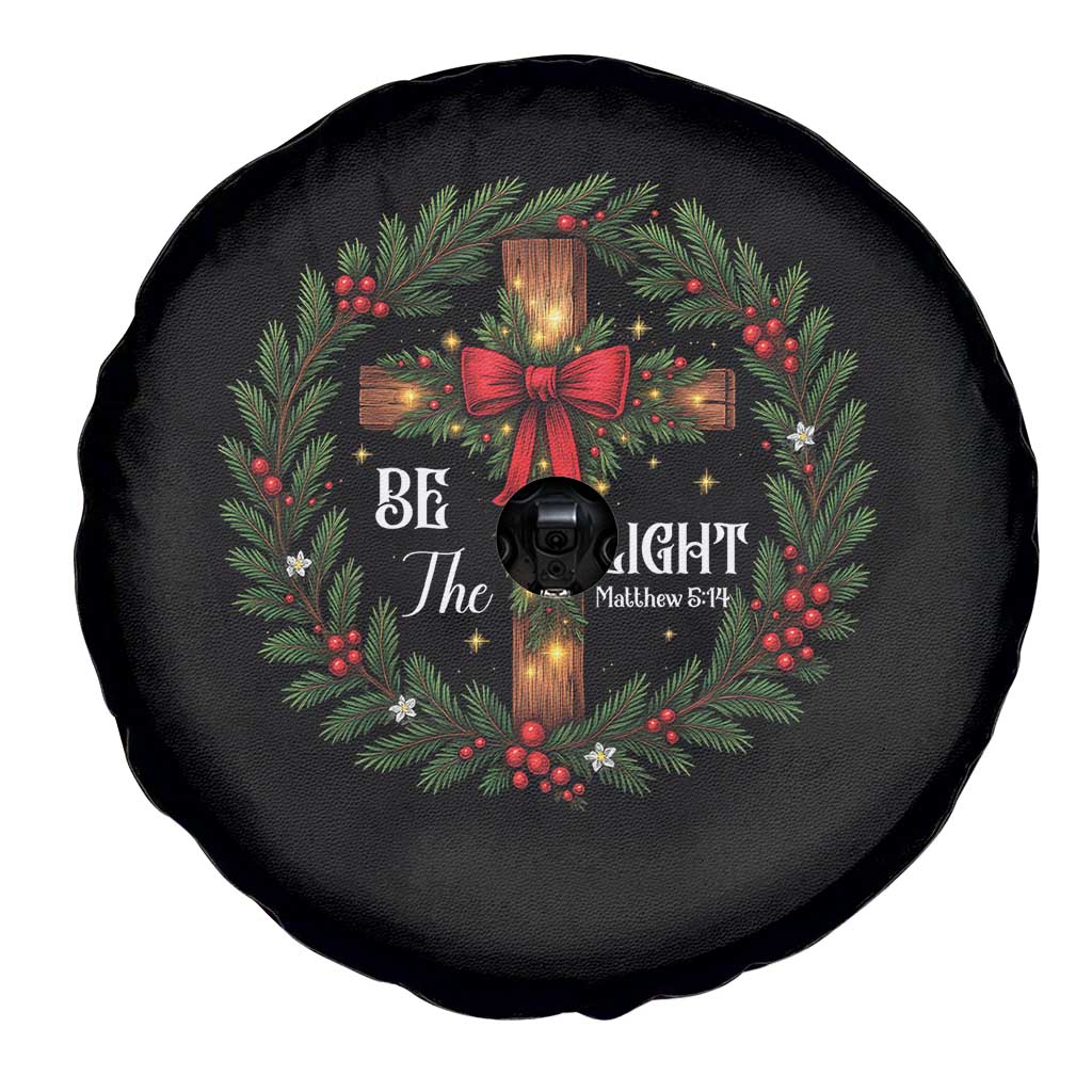 Christmas Be The Light Spare Tire Cover Christian Xmas Holiday Wreath Cross TS11 Print Your Wear