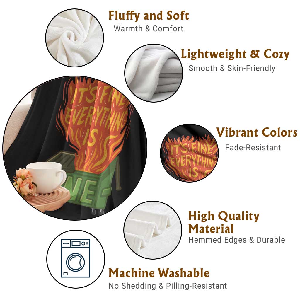 Funny Dumpster Fire Throw Blanket Its Fine Everything Is Fine Chaos TS11 Print Your Wear