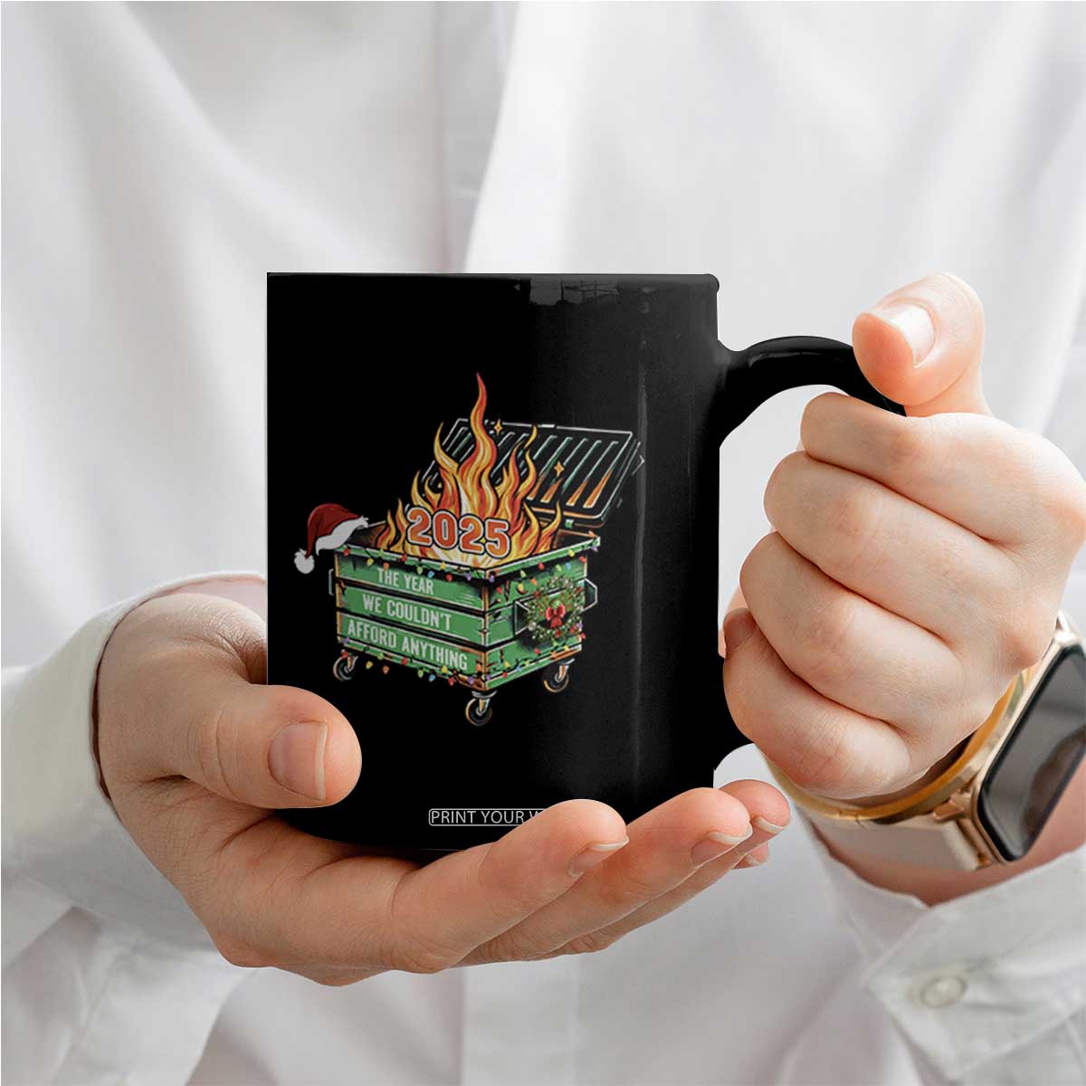 Funny Lil Dumpster Fire 2025 Coffee Mug The Year We Couldnt Afford Anything TS11 Print Your Wear