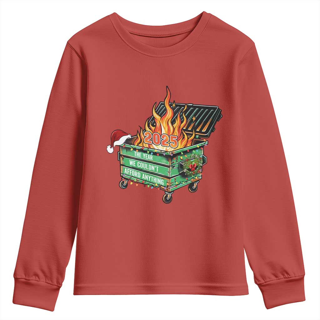 Funny Lil Dumpster Fire 2025 Youth Sweatshirt The Year We Couldnt Afford Anything TS11 Red Print Your Wear