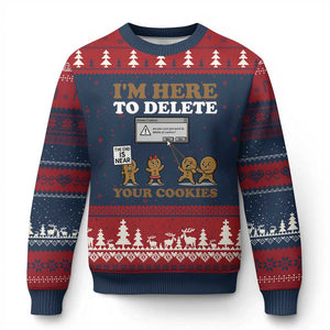 Funny Christmas I Am Here To Delete Your Cookie Ugly Christmas Sweater Xmas Gingerbread Lover TS11 Navy Red Print Your Wear