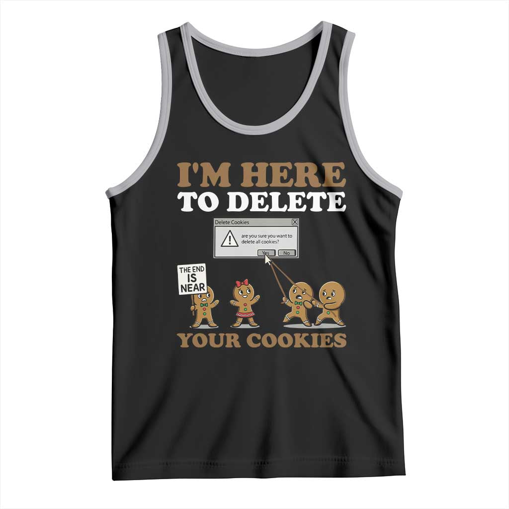 Funny Christmas I Am Here To Delete Your Cookie Tank Top Xmas Gingerbread Lover TS11 Black Athletic Heather Print Your Wear