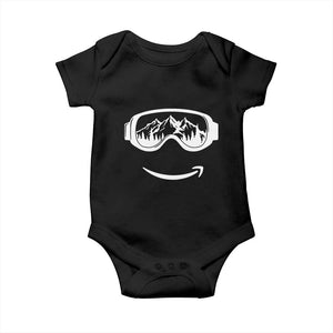 Funny Skiing Snowboard Baby Onesie Snow Goggles Snow Mountain Winter Sport TS11 Black Print Your Wear
