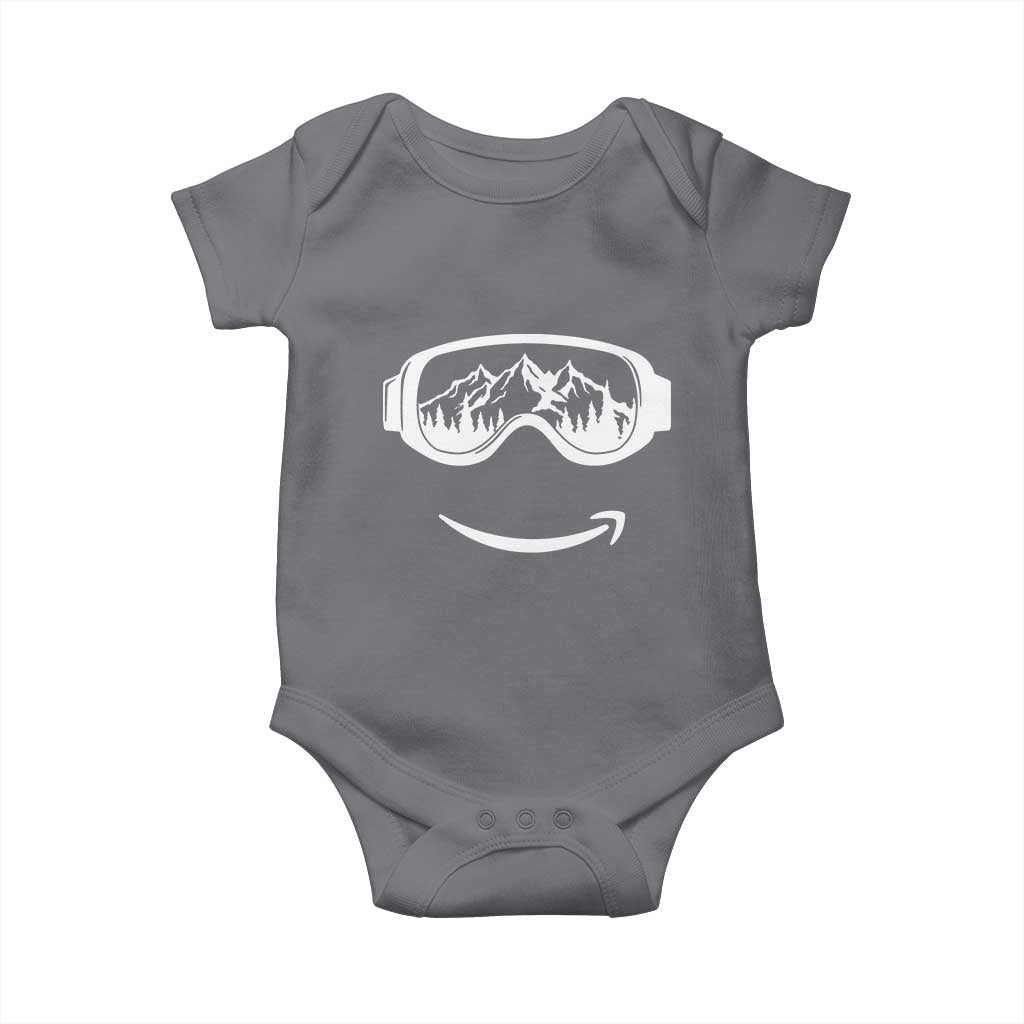 Funny Skiing Snowboard Baby Onesie Snow Goggles Snow Mountain Winter Sport TS11 Charcoal Print Your Wear