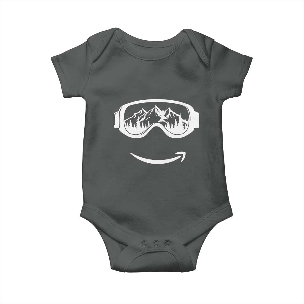 Funny Skiing Snowboard Baby Onesie Snow Goggles Snow Mountain Winter Sport TS11 Dark Heather Print Your Wear