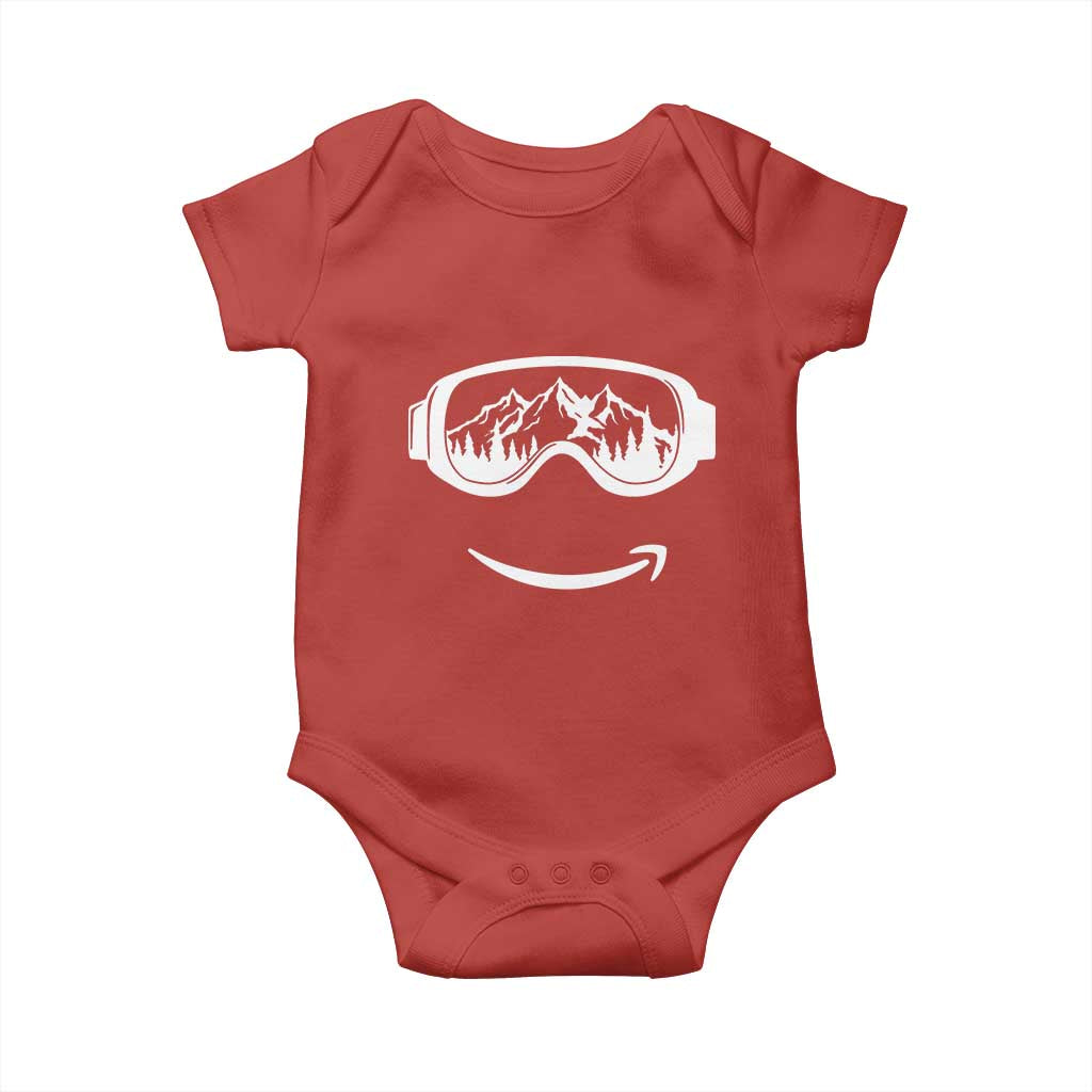 Funny Skiing Snowboard Baby Onesie Snow Goggles Snow Mountain Winter Sport TS11 Red Print Your Wear