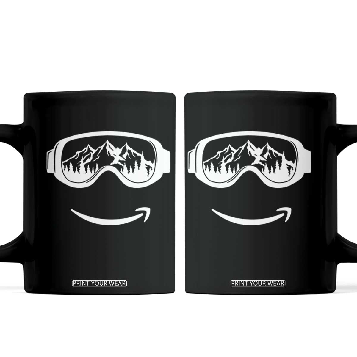 Funny Skiing Snowboard Coffee Mug Snow Goggles Snow Mountain Winter Sport TS11 Black Print Your Wear