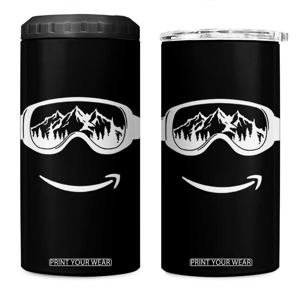 Funny Skiing Snowboard 4 in 1 Can Cooler Tumbler Snow Goggles Snow Mountain Winter Sport TS11 One Size: 16 oz Black Print Your Wear
