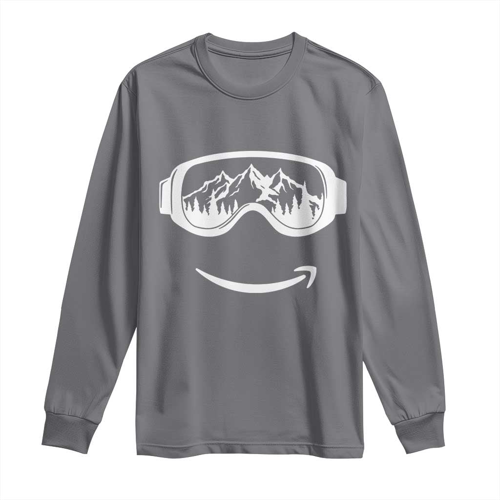 Funny Skiing Snowboard Long Sleeve Shirt Snow Goggles Snow Mountain Winter Sport TS11 Charcoal Print Your Wear
