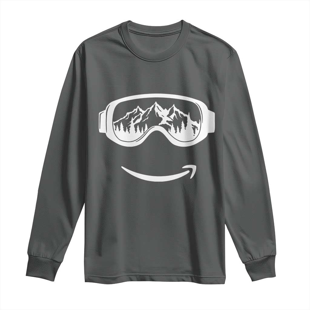 Funny Skiing Snowboard Long Sleeve Shirt Snow Goggles Snow Mountain Winter Sport TS11 Dark Heather Print Your Wear