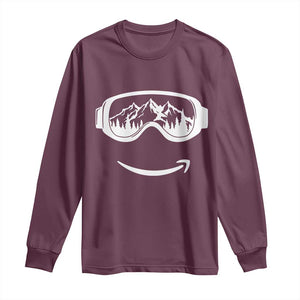 Funny Skiing Snowboard Long Sleeve Shirt Snow Goggles Snow Mountain Winter Sport TS11 Maroon Print Your Wear