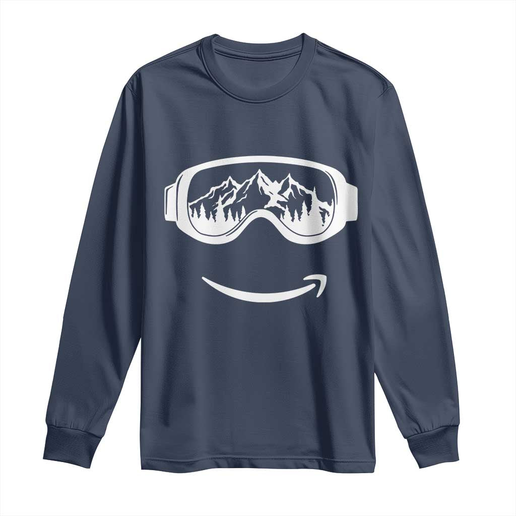 Funny Skiing Snowboard Long Sleeve Shirt Snow Goggles Snow Mountain Winter Sport TS11 Navy Print Your Wear