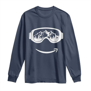 Funny Skiing Snowboard Long Sleeve Shirt Snow Goggles Snow Mountain Winter Sport TS11 Navy Print Your Wear