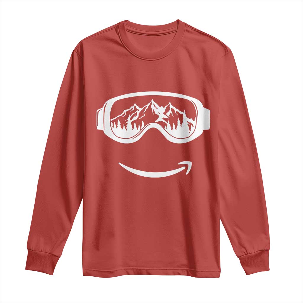 Funny Skiing Snowboard Long Sleeve Shirt Snow Goggles Snow Mountain Winter Sport TS11 Red Print Your Wear