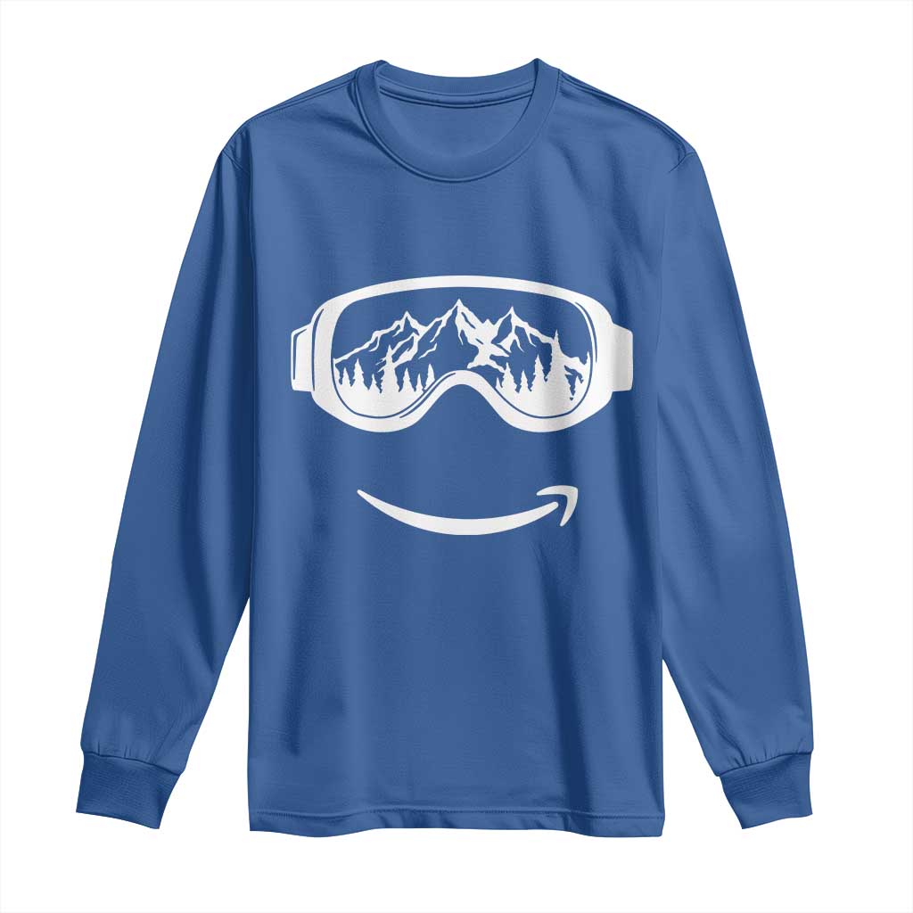 Funny Skiing Snowboard Long Sleeve Shirt Snow Goggles Snow Mountain Winter Sport TS11 Royal Blue Print Your Wear