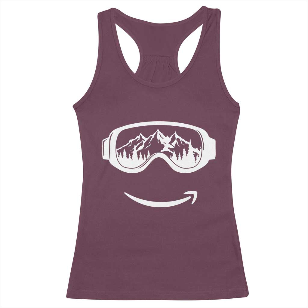 Funny Skiing Snowboard Racerback Tank Top Snow Goggles Snow Mountain Winter Sport TS11 Maroon Print Your Wear