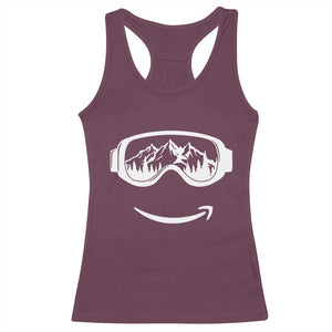 Funny Skiing Snowboard Racerback Tank Top Snow Goggles Snow Mountain Winter Sport TS11 Maroon Print Your Wear