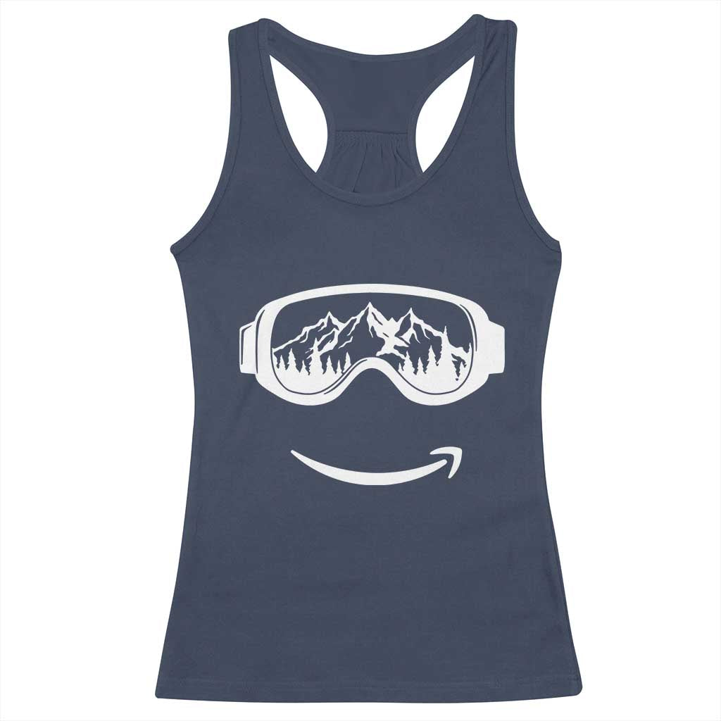 Funny Skiing Snowboard Racerback Tank Top Snow Goggles Snow Mountain Winter Sport TS11 Navy Print Your Wear