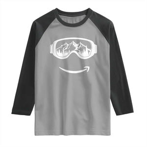 Funny Skiing Snowboard Raglan Shirt Snow Goggles Snow Mountain Winter Sport TS11 Sport Gray Black Print Your Wear