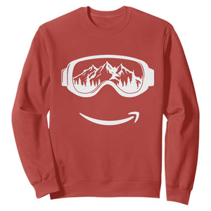 Funny Skiing Snowboard Sweatshirt Snow Goggles Snow Mountain Winter Sport TS11 Red Print Your Wear