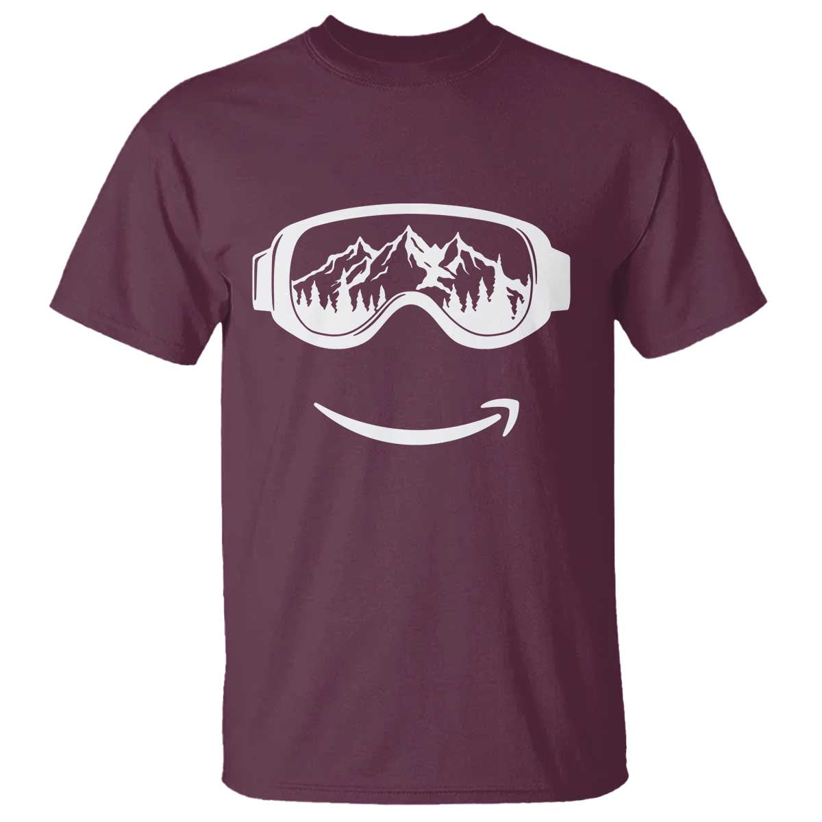 Funny Skiing Snowboard T Shirt Snow Goggles Snow Mountain Winter Sport TS11 Maroon Print Your Wear