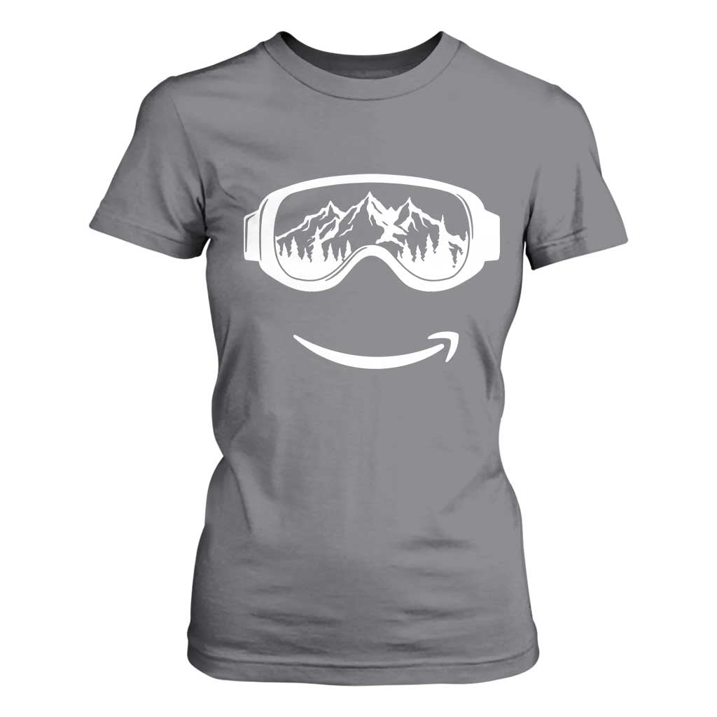 Funny Skiing Snowboard T Shirt For Women Snow Goggles Snow Mountain Winter Sport TS11 Charcoal Print Your Wear