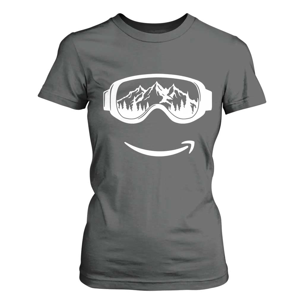 Funny Skiing Snowboard T Shirt For Women Snow Goggles Snow Mountain Winter Sport TS11 Dark Heather Print Your Wear