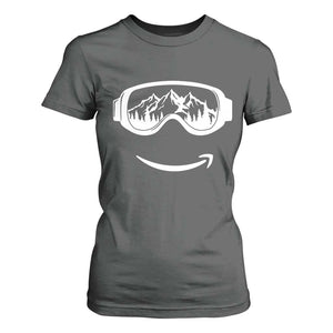 Funny Skiing Snowboard T Shirt For Women Snow Goggles Snow Mountain Winter Sport TS11 Dark Heather Print Your Wear