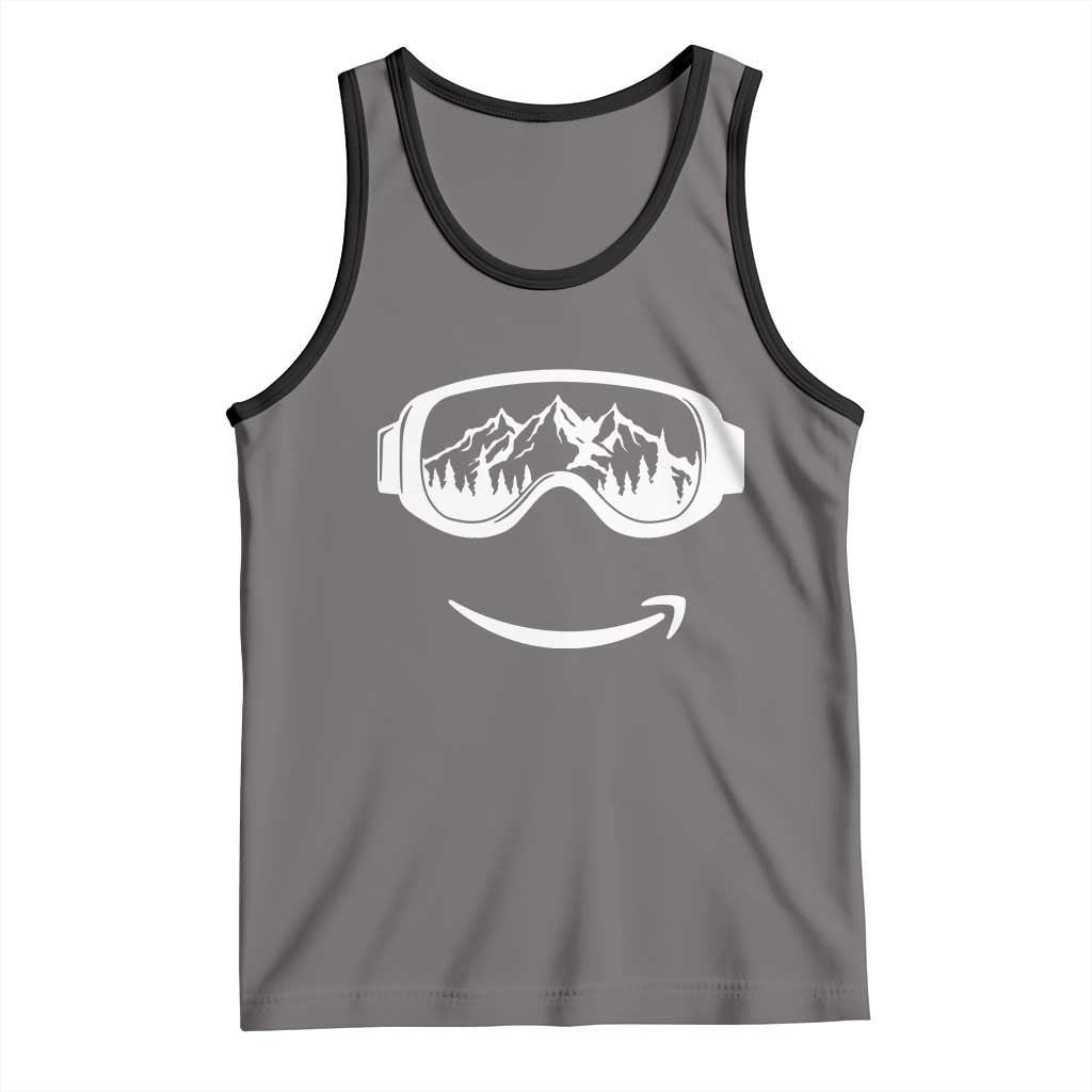 Funny Skiing Snowboard Tank Top Snow Goggles Snow Mountain Winter Sport TS11 Deep Heather Black Print Your Wear
