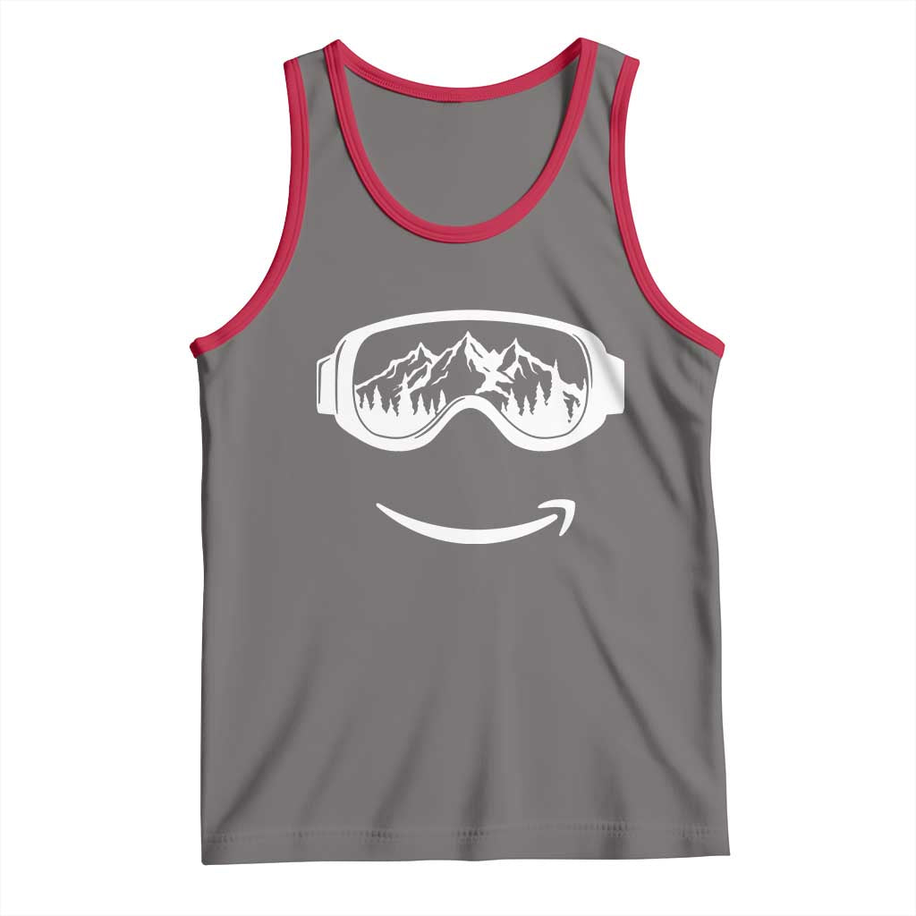 Funny Skiing Snowboard Tank Top Snow Goggles Snow Mountain Winter Sport TS11 Deep Heather Red Print Your Wear